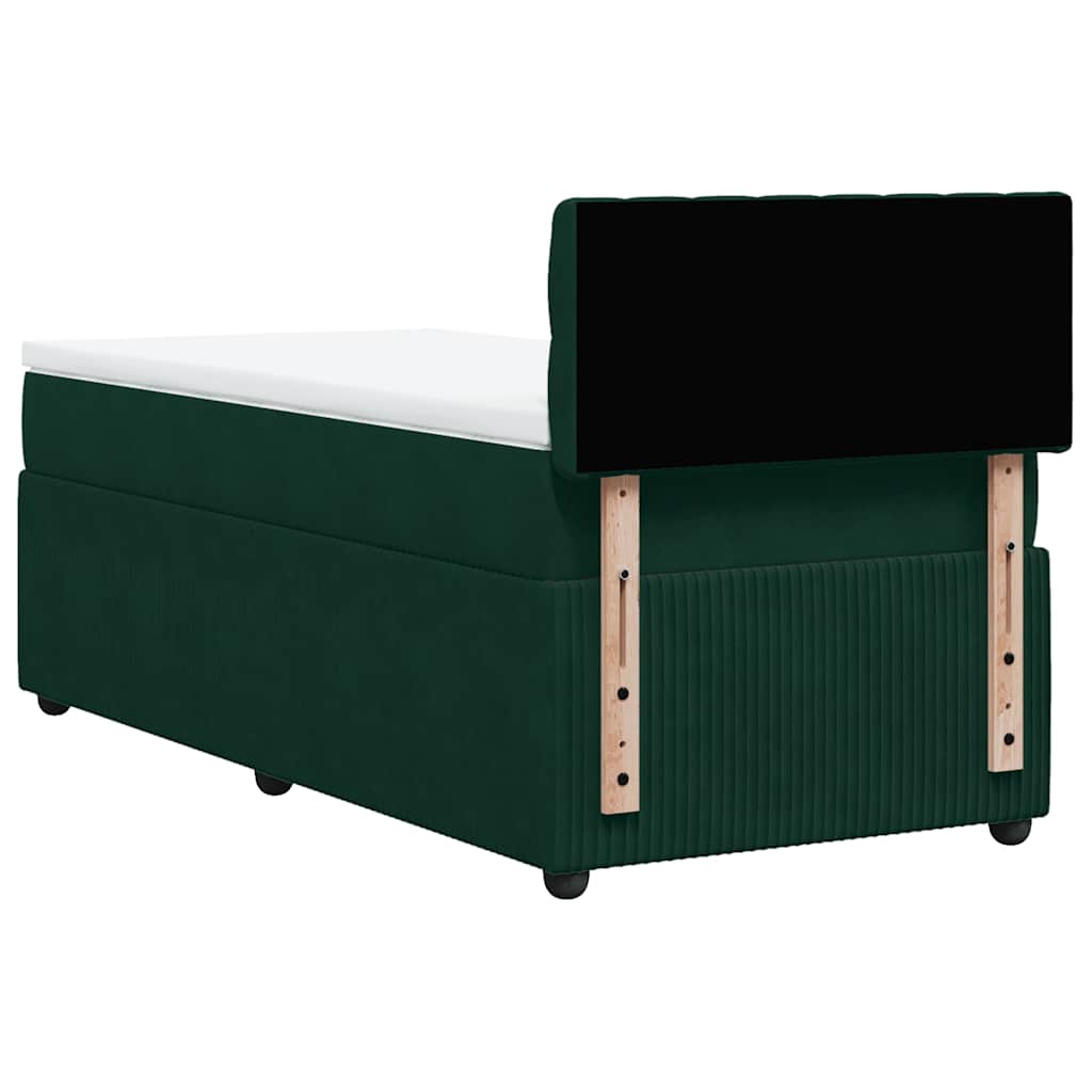 Κρεβάτι Boxspring με Στρώμα Σκούρο Πράσινο 90x190 εκ. Βελούδινο