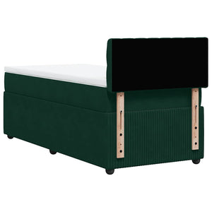 Κρεβάτι Boxspring με Στρώμα Σκούρο Πράσινο 90x190 εκ. Βελούδινο