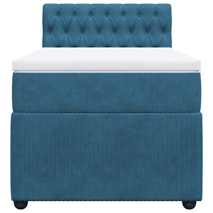 Κρεβάτι Boxspring με Στρώμα Μπλε 90x190 εκ. Βελούδινο - Pakobazaar