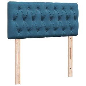 Κρεβάτι Boxspring με Στρώμα Μπλε 90x190 εκ. Βελούδινο - Pakobazaar
