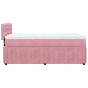 Κρεβάτι Boxspring με Στρώμα Ροζ 90x190 εκ. Βελούδινο - Pakobazaar