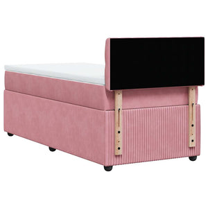 Κρεβάτι Boxspring με Στρώμα Ροζ 90x190 εκ. Βελούδινο - Pakobazaar
