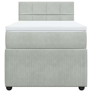 Κρεβάτι Boxspring με Στρώμα Ανοιχτό Γκρι 90x190 εκ. Βελούδινο - Pakobazaar