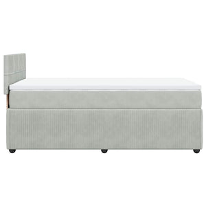 Κρεβάτι Boxspring με Στρώμα Ανοιχτό Γκρι 90x190 εκ. Βελούδινο - Pakobazaar