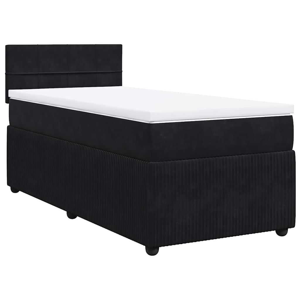 Κρεβάτι Boxspring με Στρώμα Μαύρο 90x190 εκ. Βελούδινο - Pakobazaar