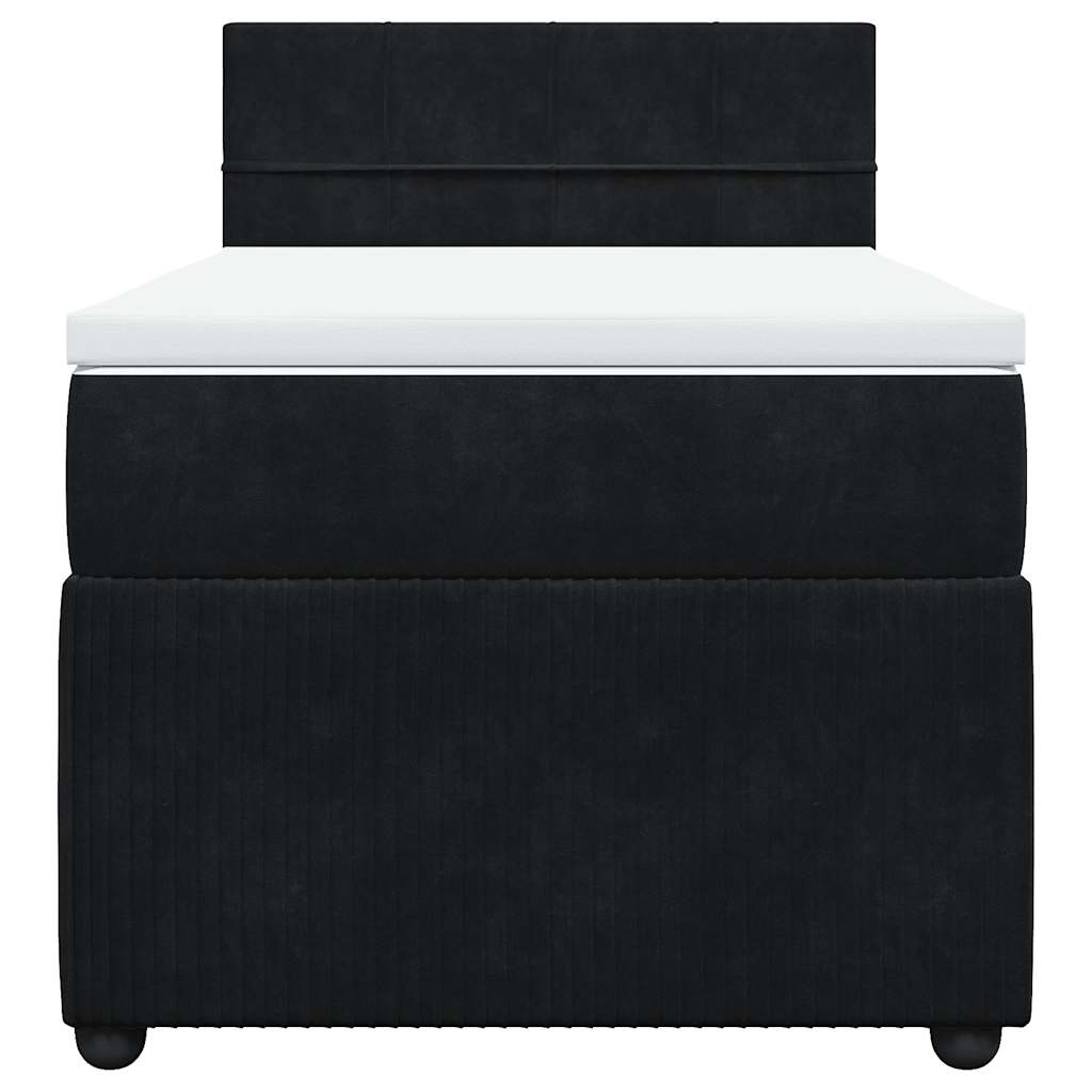 Κρεβάτι Boxspring με Στρώμα Μαύρο 90x190 εκ. Βελούδινο - Pakobazaar