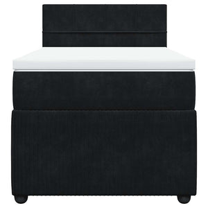 Κρεβάτι Boxspring με Στρώμα Μαύρο 90x190 εκ. Βελούδινο - Pakobazaar