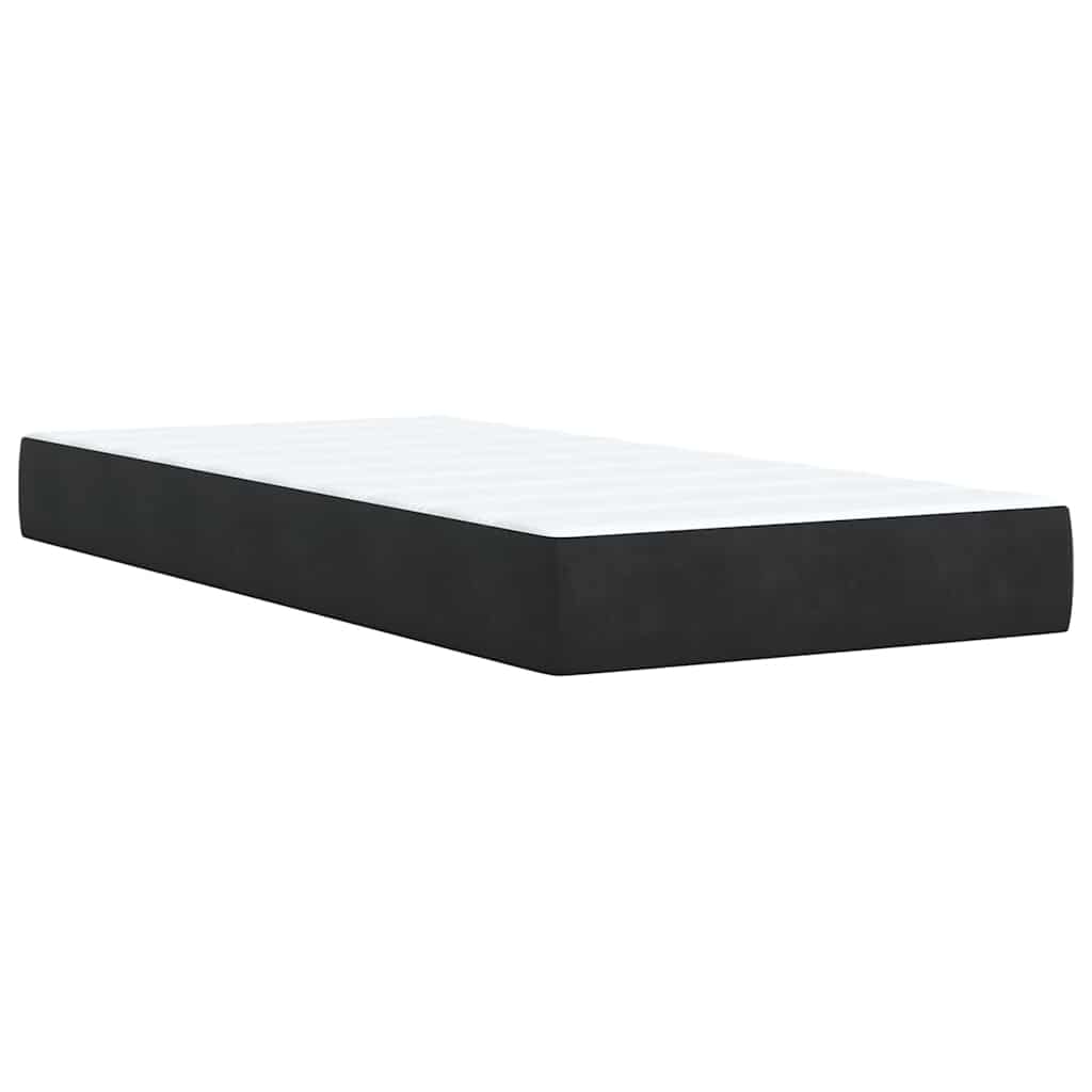 Κρεβάτι Boxspring με Στρώμα Μαύρο 90x190 εκ. Βελούδινο - Pakobazaar