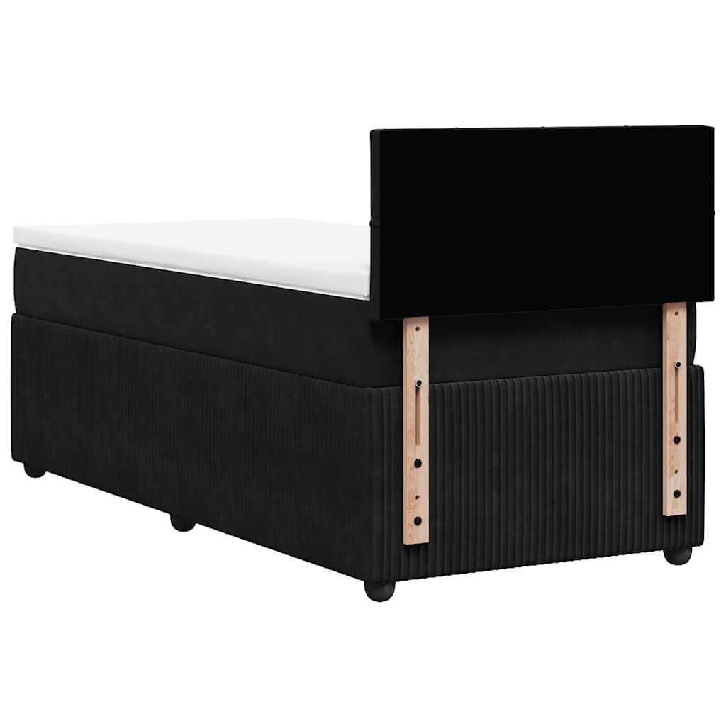 Κρεβάτι Boxspring με Στρώμα Μαύρο 90x190 εκ. Βελούδινο - Pakobazaar