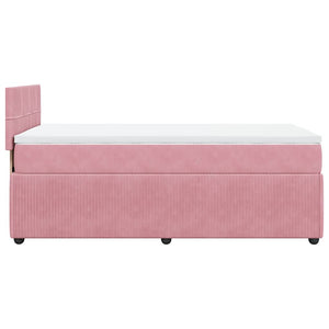 Κρεβάτι Boxspring με Στρώμα Ροζ 90x190 εκ. Βελούδινο - Pakobazaar