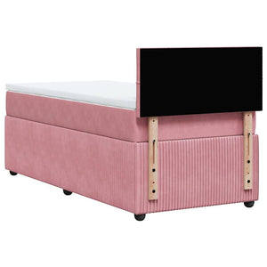 Κρεβάτι Boxspring με Στρώμα Ροζ 90x190 εκ. Βελούδινο - Pakobazaar