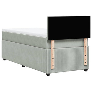 Κρεβάτι Boxspring με Στρώμα Ανοιχτό Γκρι 90x200 εκ. Βελούδινο - Pakobazaar