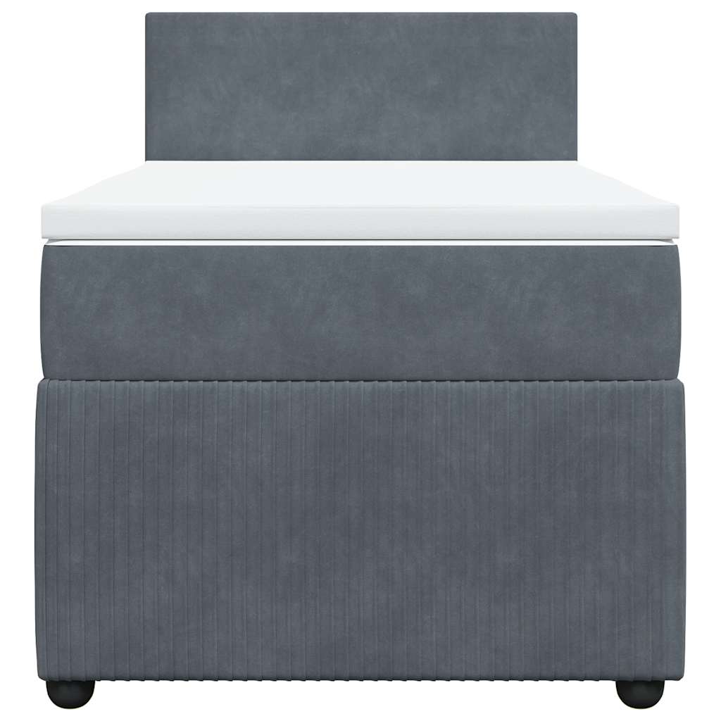 Κρεβάτι Boxspring με Στρώμα Σκούρο Γκρι 90x200 εκ. Βελούδινο - Pakobazaar