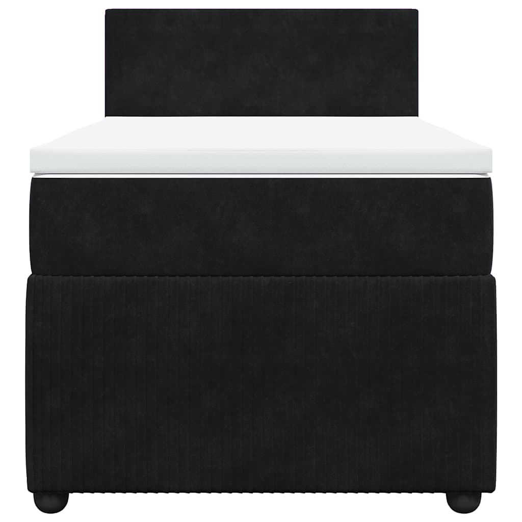 Κρεβάτι Boxspring με Στρώμα Μαύρο 90x200 εκ. Βελούδινο - Pakobazaar