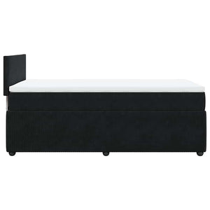 Κρεβάτι Boxspring με Στρώμα Μαύρο 90x200 εκ. Βελούδινο - Pakobazaar