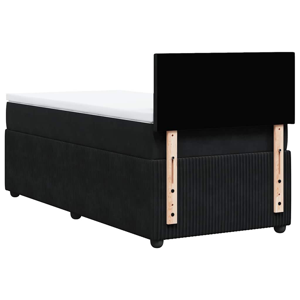 Κρεβάτι Boxspring με Στρώμα Μαύρο 90x200 εκ. Βελούδινο - Pakobazaar