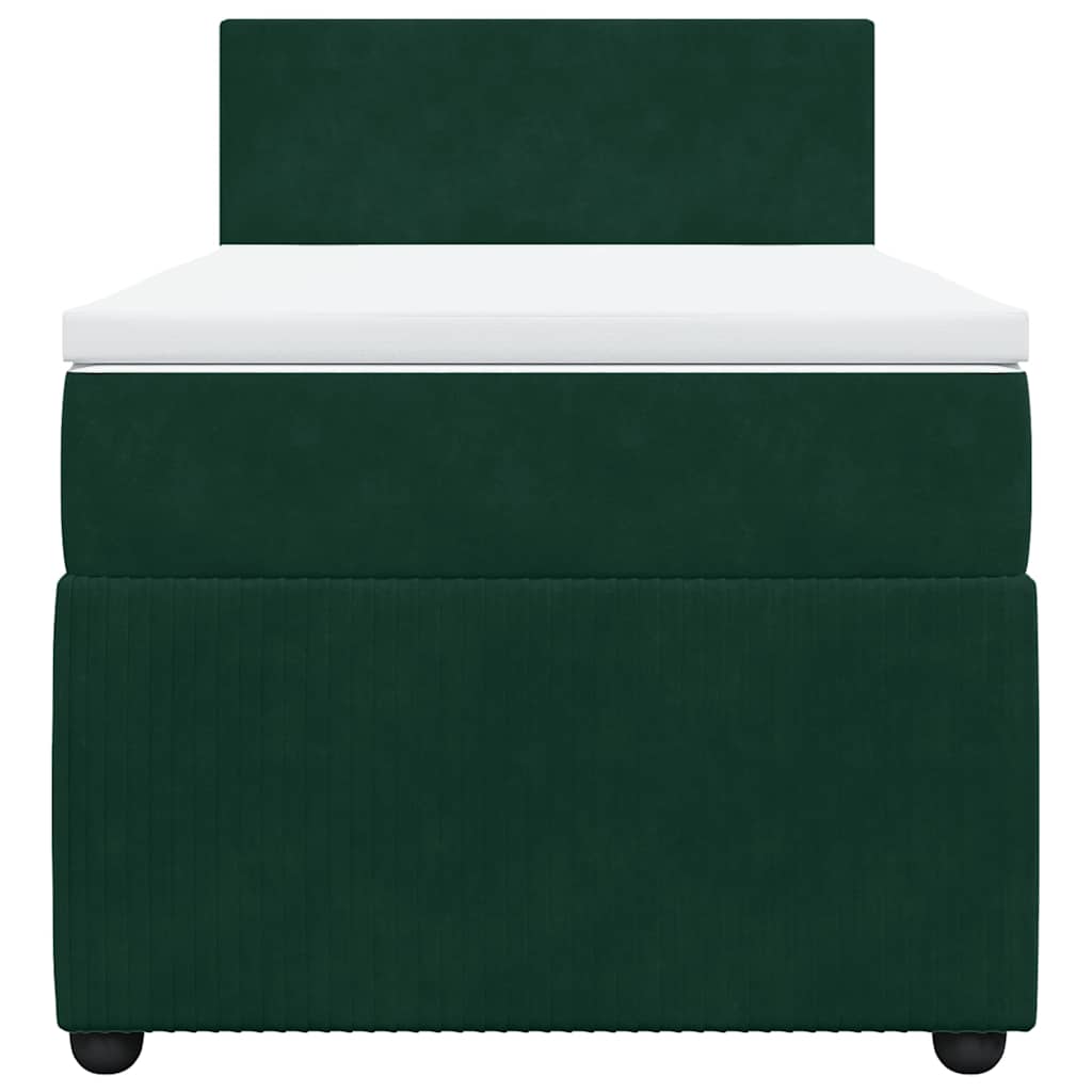 Κρεβάτι Boxspring με Στρώμα Σκούρο Πράσινο 90x200 εκ. Βελούδινο - Pakobazaar