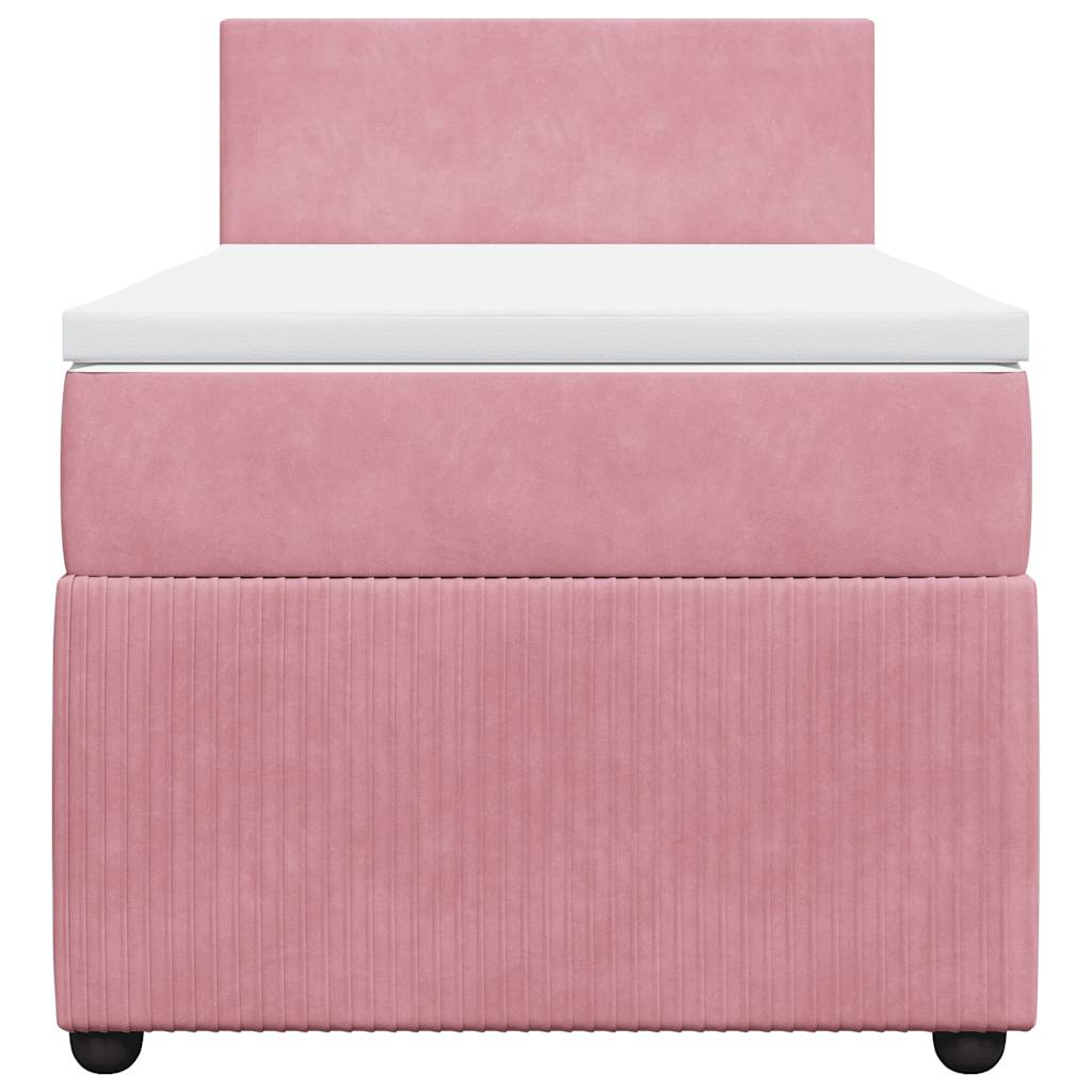 Κρεβάτι Boxspring με Στρώμα Ροζ 90x200 εκ. Βελούδινο