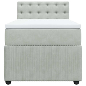 Κρεβάτι Boxspring με Στρώμα Ανοιχτό Γκρι 90x200 εκ. Βελούδινο - Pakobazaar