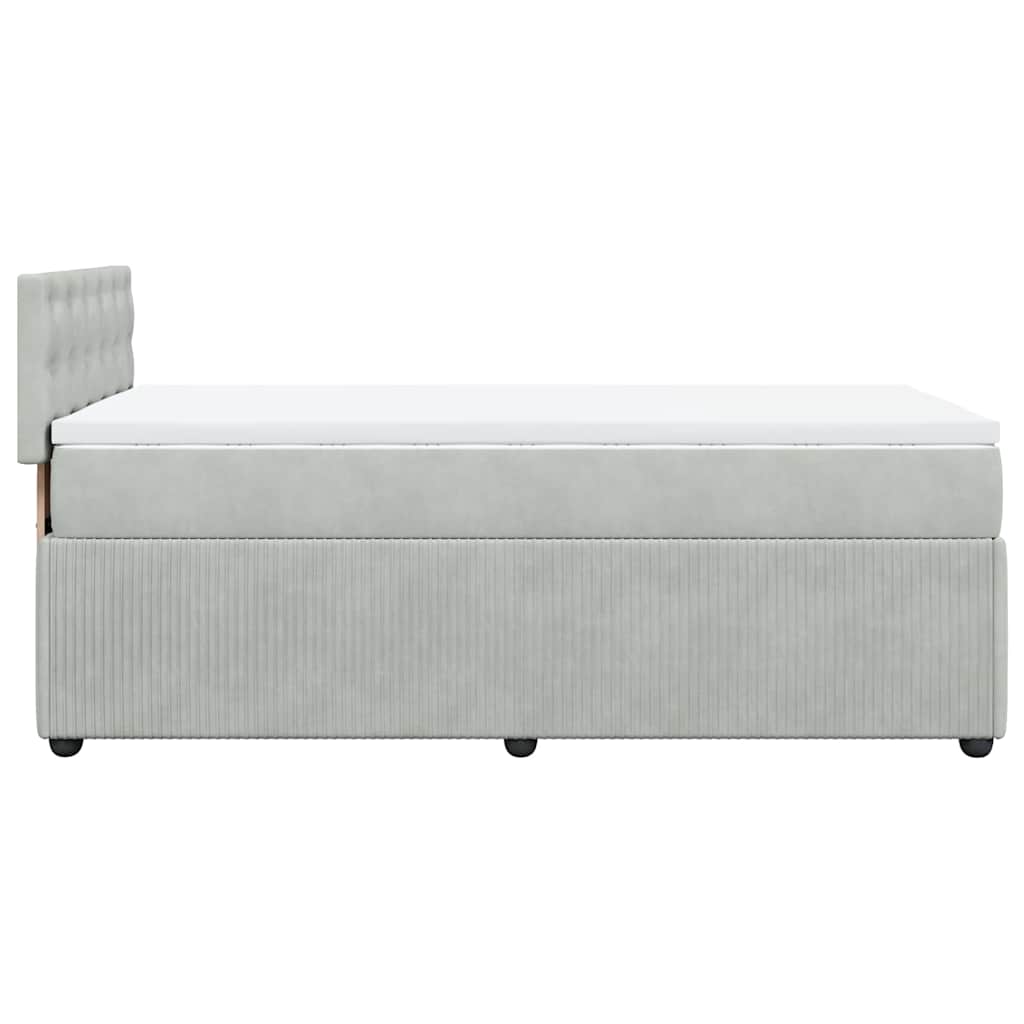 Κρεβάτι Boxspring με Στρώμα Ανοιχτό Γκρι 90x200 εκ. Βελούδινο - Pakobazaar