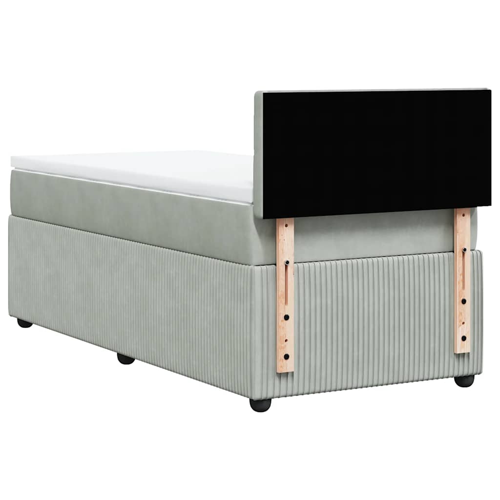 Κρεβάτι Boxspring με Στρώμα Ανοιχτό Γκρι 90x200 εκ. Βελούδινο - Pakobazaar