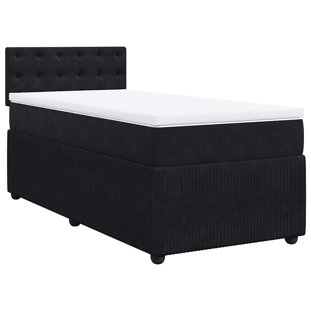 Κρεβάτι Boxspring με Στρώμα Μαύρο 90x200 εκ. Βελούδινο - Pakobazaar