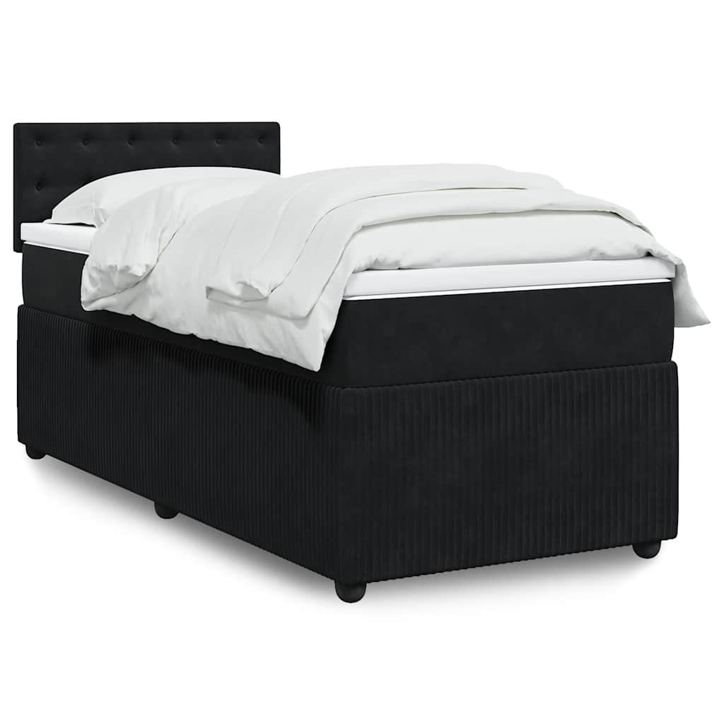 Κρεβάτι Boxspring με Στρώμα Μαύρο 90x200 εκ. Βελούδινο - Pakobazaar