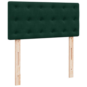 Κρεβάτι Boxspring με Στρώμα Σκούρο Πράσινο 90x200 εκ. Βελούδινο