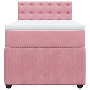 Κρεβάτι Boxspring με Στρώμα Ροζ 90x200 εκ. Βελούδινο - Pakobazaar