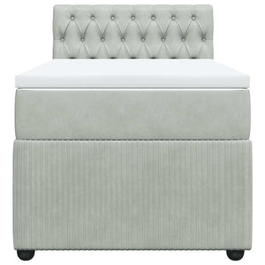 Κρεβάτι Boxspring με Στρώμα Ανοιχτό Γκρι 90x200 εκ. Βελούδινο