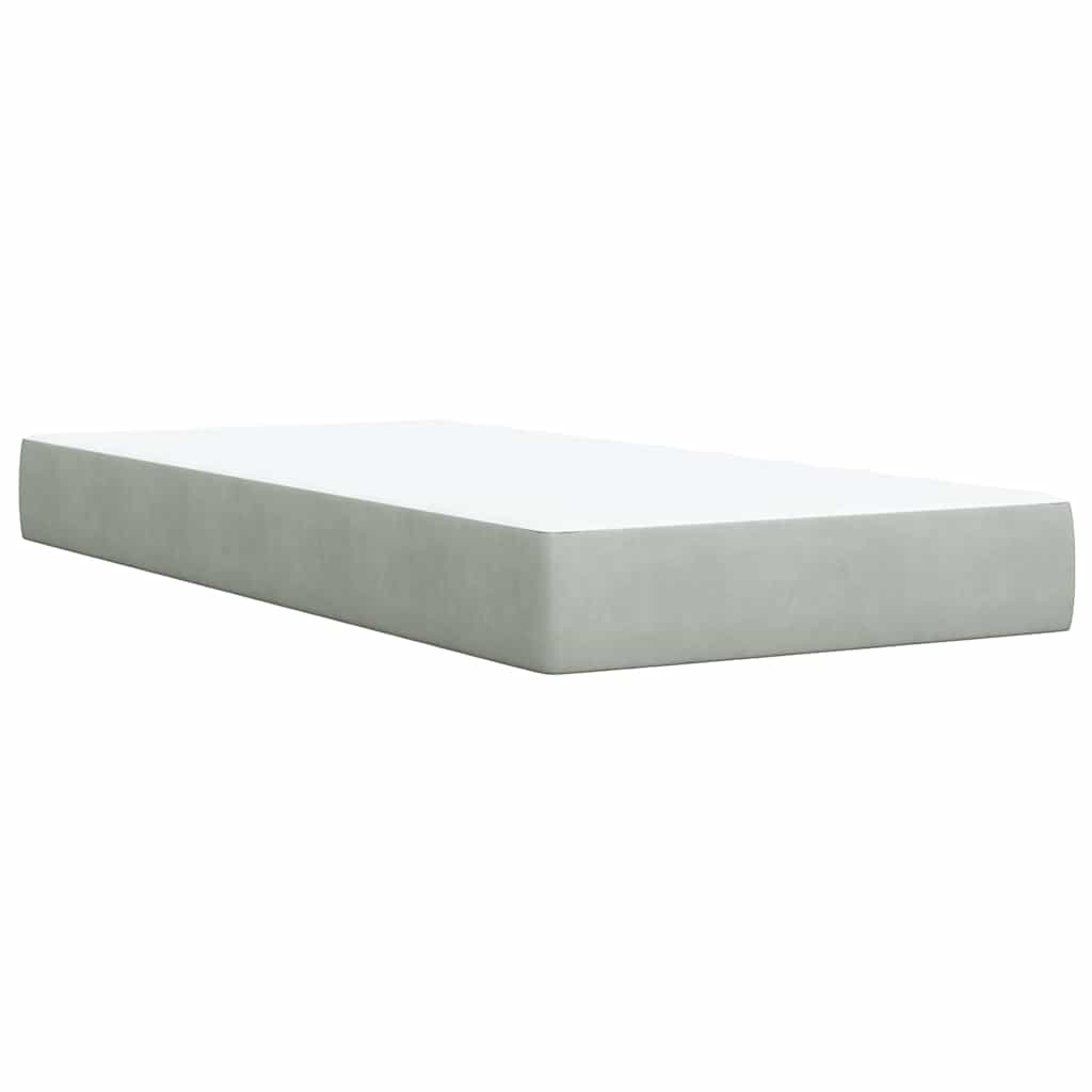 Κρεβάτι Boxspring με Στρώμα Ανοιχτό Γκρι 90x200 εκ. Βελούδινο