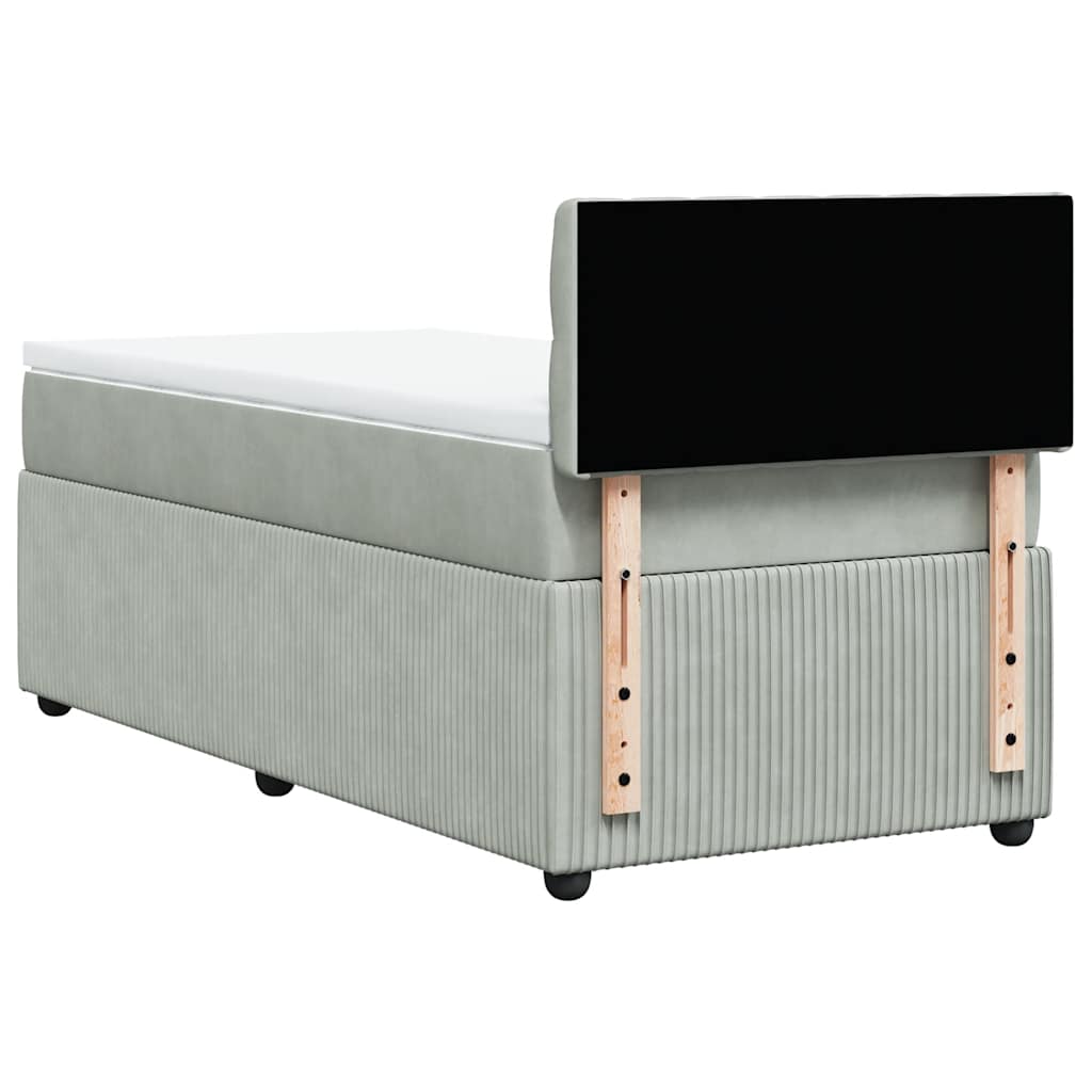 Κρεβάτι Boxspring με Στρώμα Ανοιχτό Γκρι 90x200 εκ. Βελούδινο