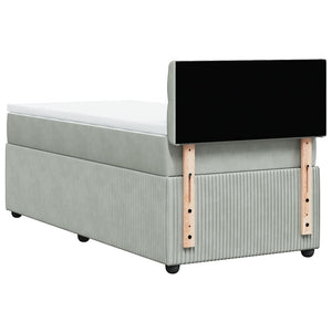 Κρεβάτι Boxspring με Στρώμα Ανοιχτό Γκρι 90x200 εκ. Βελούδινο