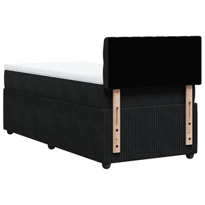 Κρεβάτι Boxspring με Στρώμα Μαύρο 90x200 εκ. Βελούδινο - Pakobazaar