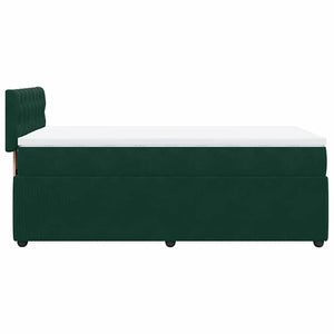 Κρεβάτι Boxspring με Στρώμα Σκούρο Πράσινο 90x200 εκ. Βελούδινο - Pakobazaar