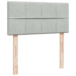 Κρεβάτι Boxspring με Στρώμα Ανοιχτό Γκρι 90x200 εκ. Βελούδινο - Pakobazaar