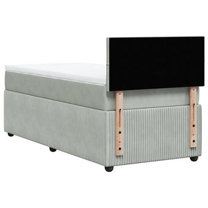Κρεβάτι Boxspring με Στρώμα Ανοιχτό Γκρι 90x200 εκ. Βελούδινο - Pakobazaar