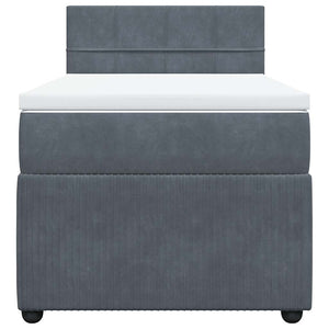 Κρεβάτι Boxspring με Στρώμα Σκούρο Γκρι 90x200 εκ. Βελούδινο - Pakobazaar
