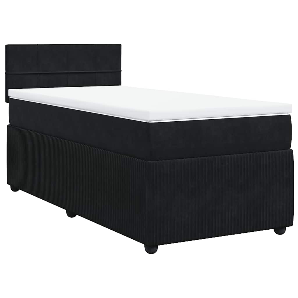 Κρεβάτι Boxspring με Στρώμα Μαύρο 90x200 εκ. Βελούδινο - Pakobazaar