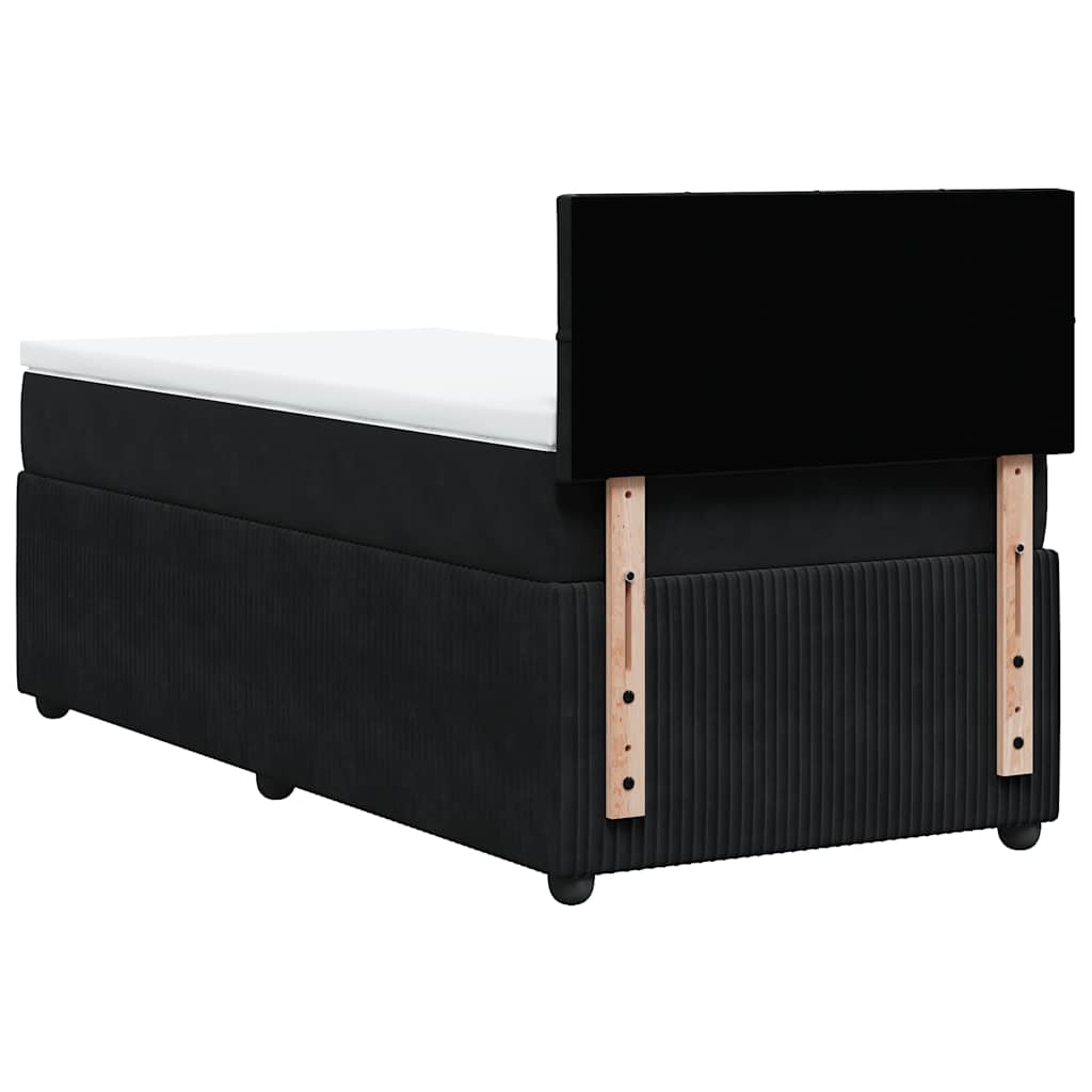 Κρεβάτι Boxspring με Στρώμα Μαύρο 90x200 εκ. Βελούδινο - Pakobazaar