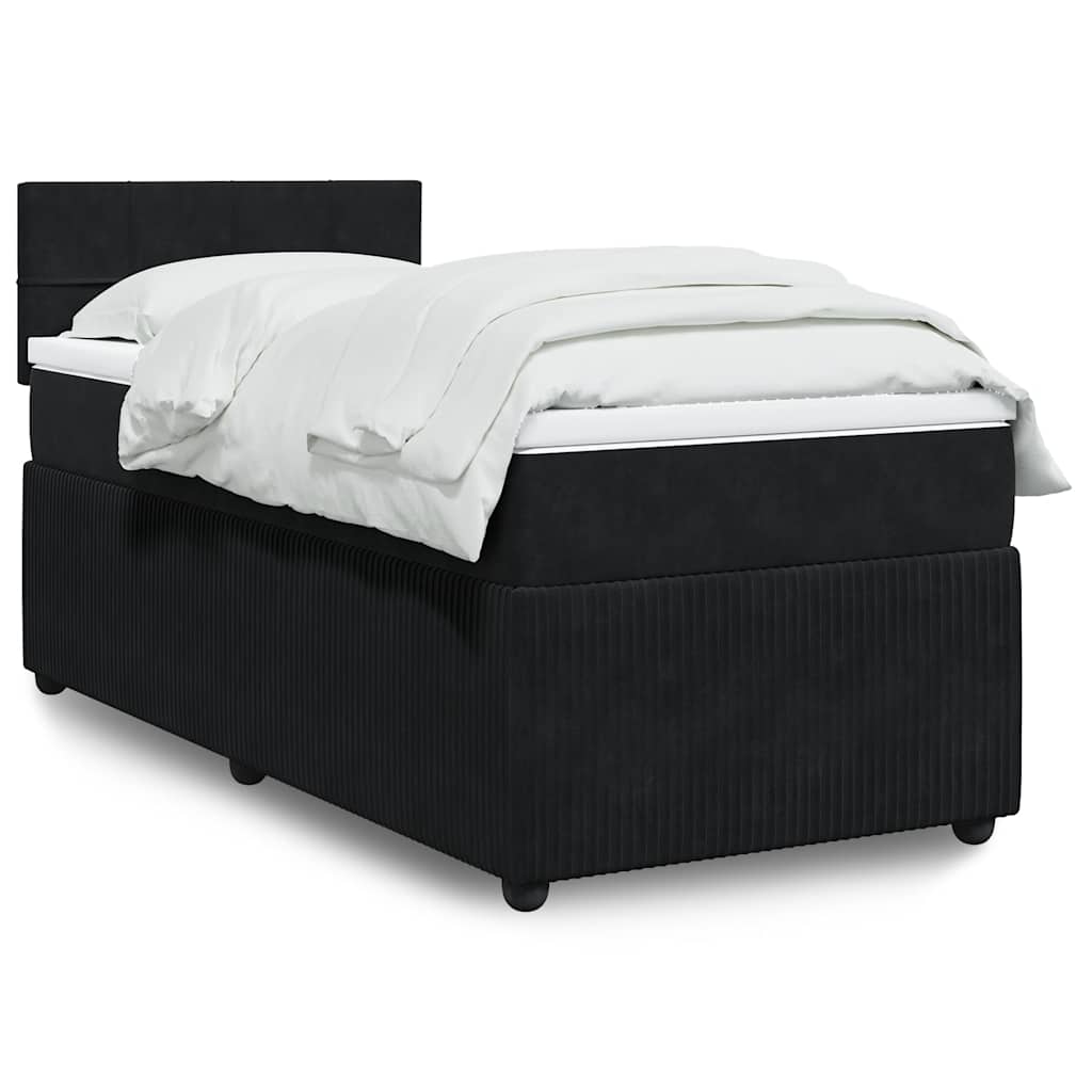 Κρεβάτι Boxspring με Στρώμα Μαύρο 90x200 εκ. Βελούδινο - Pakobazaar