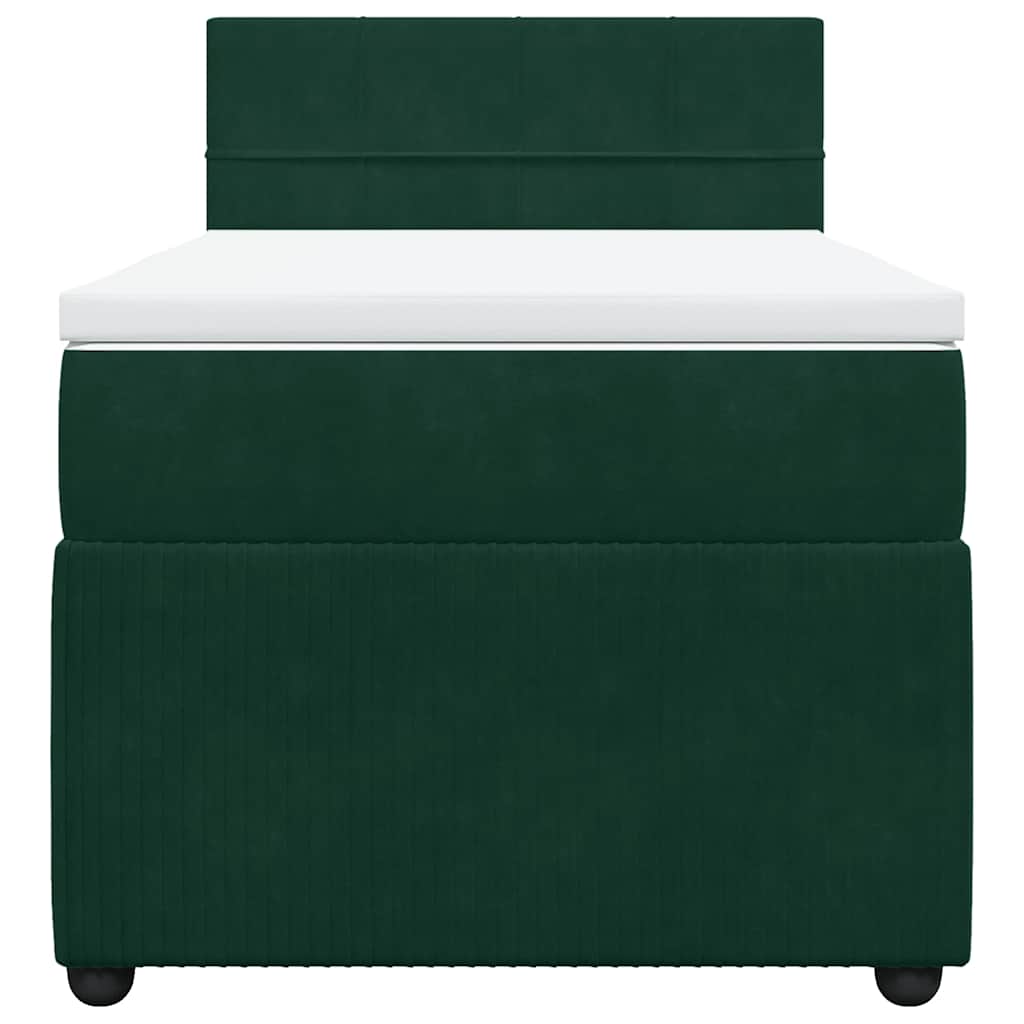 Κρεβάτι Boxspring με Στρώμα Σκούρο Πράσινο 90x200 εκ. Βελούδινο - Pakobazaar