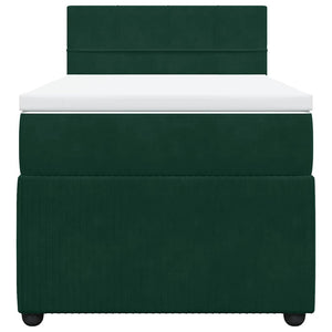 Κρεβάτι Boxspring με Στρώμα Σκούρο Πράσινο 90x200 εκ. Βελούδινο - Pakobazaar
