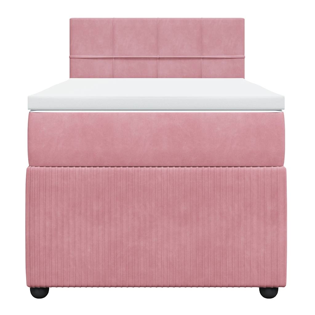 Κρεβάτι Boxspring με Στρώμα Ροζ 90x200 εκ. Βελούδινο