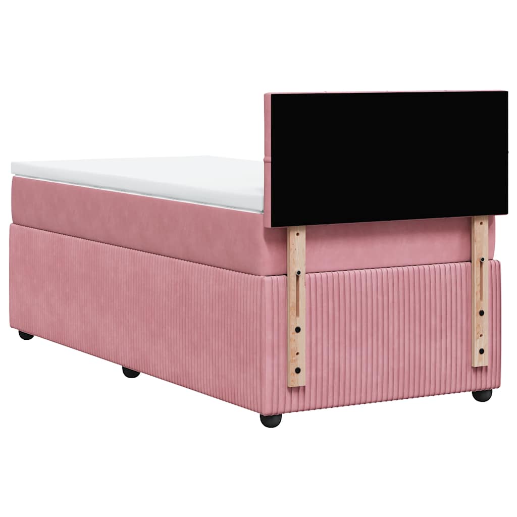 Κρεβάτι Boxspring με Στρώμα Ροζ 90x200 εκ. Βελούδινο