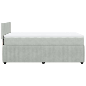 Κρεβάτι Boxspring με Στρώμα Ανοιχτό Γκρι 100x200 εκ. Βελούδινο