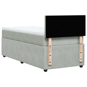 Κρεβάτι Boxspring με Στρώμα Ανοιχτό Γκρι 100x200 εκ. Βελούδινο