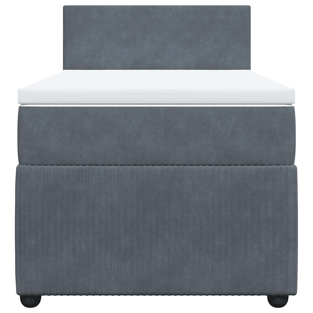 Κρεβάτι Boxspring με Στρώμα Σκούρο Γκρι 100x200 εκ. Βελούδινο