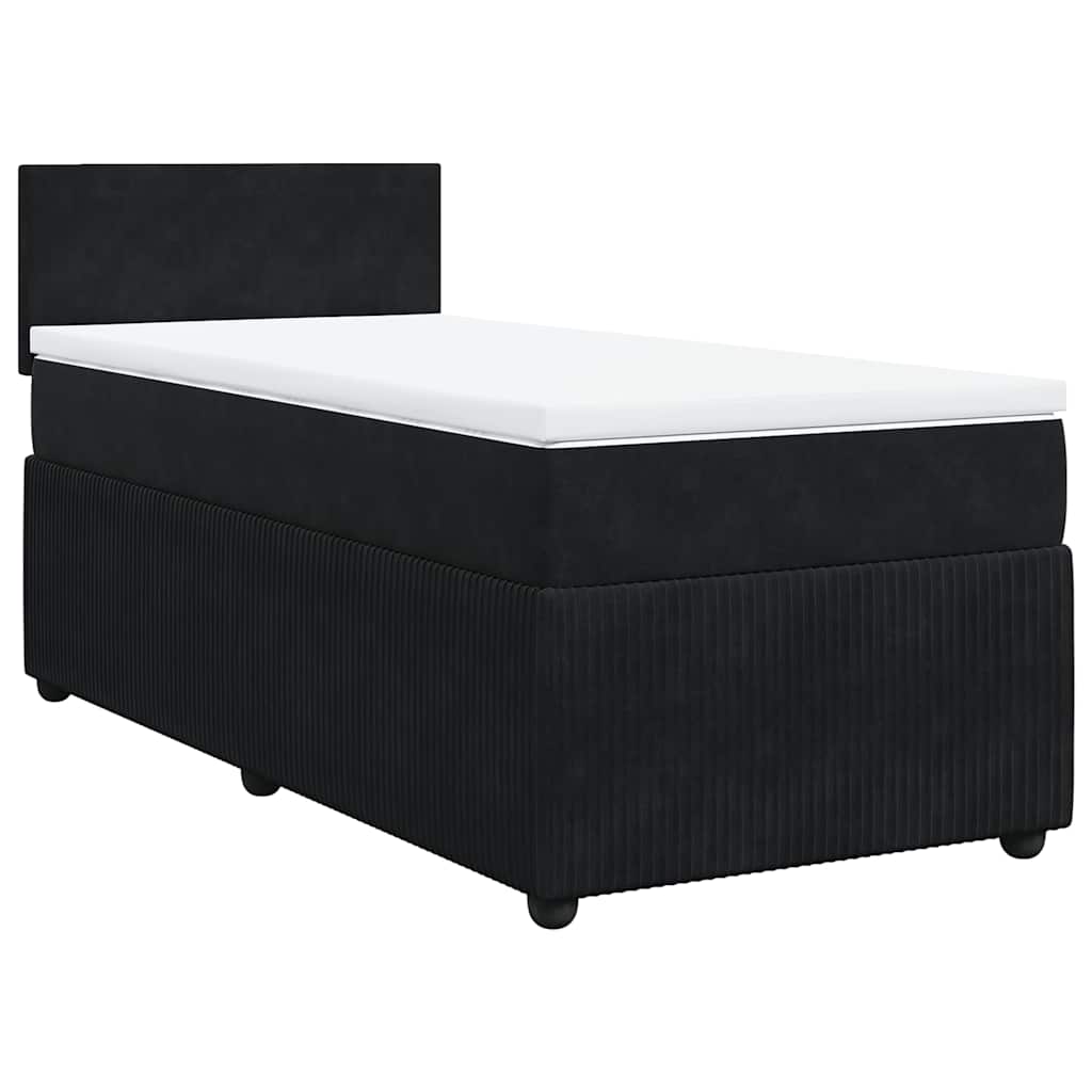 Κρεβάτι Boxspring με Στρώμα Μαύρο 100x200 εκ. Βελούδινο