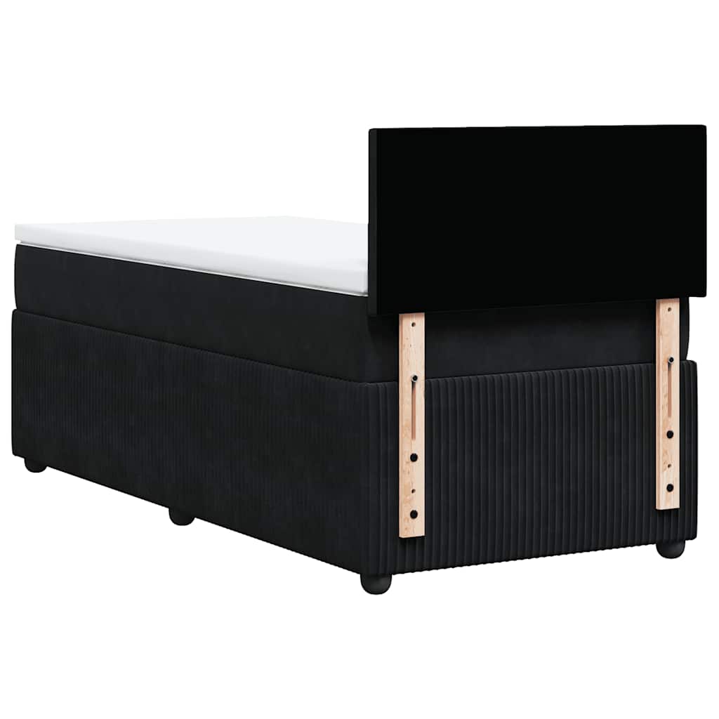 Κρεβάτι Boxspring με Στρώμα Μαύρο 100x200 εκ. Βελούδινο